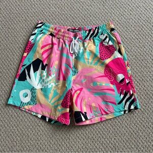 Men's Pink Tropical Swim Trunks